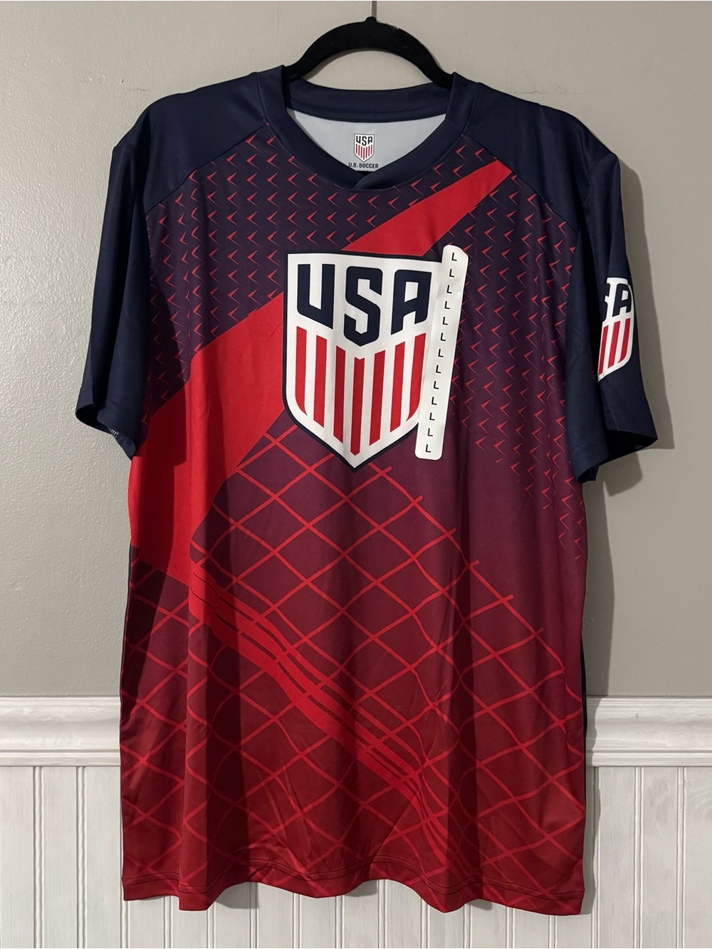 USA Soccer Federation Red & Navy Performance Shirt FIFA World. Up Men’s L NWT